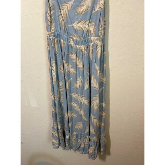Torrid Sz 00 (US 10 M/L) Light Blue Midi Feather Print Tie Waist Sundress - Picture 4 of 8